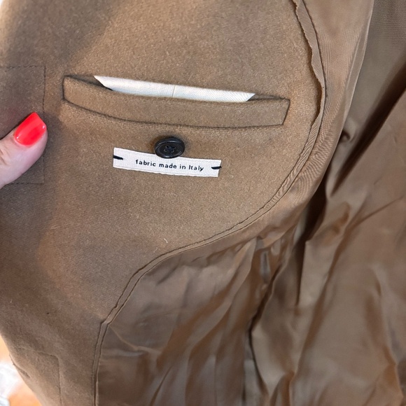 Tan Wilfred Pea coat - roundish lapel Italian wool - Picture 5 of 11